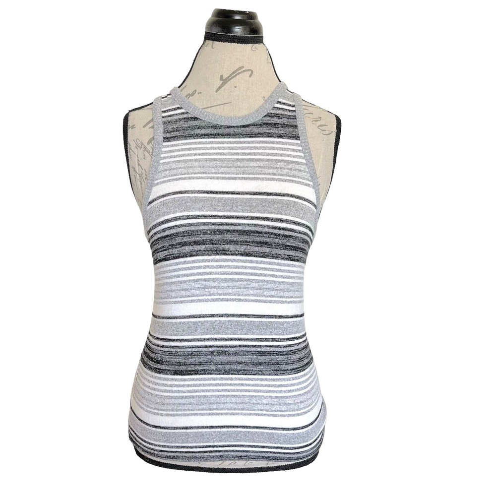 Gap Womens Tank Blouse Top Size XS Stripe Crew Neck Stretch Knit Grunge Skater